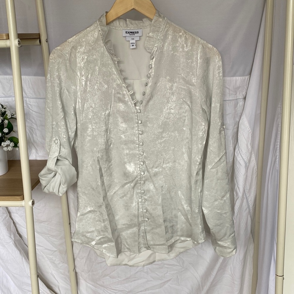 Express White and Silver Blouse
